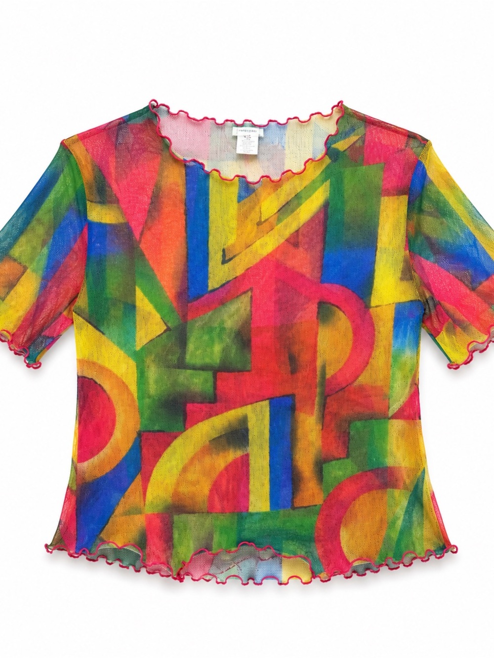 Y2K women's Multicolor Geometric Mesh Top